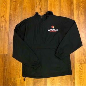 Like New Champion Louisville Cardinals 3 Quarter Zip Windbreaker Black (Medium)